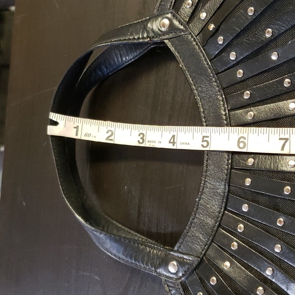 Max New York Leather Straps Mesh Studded Purse - Picture 13 of 14